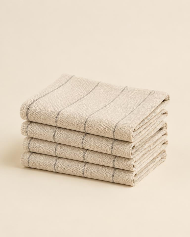 Striped Linen Tea Towels, Set of 4